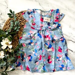 Cath Kidston London Girls Floral Dress + Matching Ruffle Diaper Cover, sz 6-12m